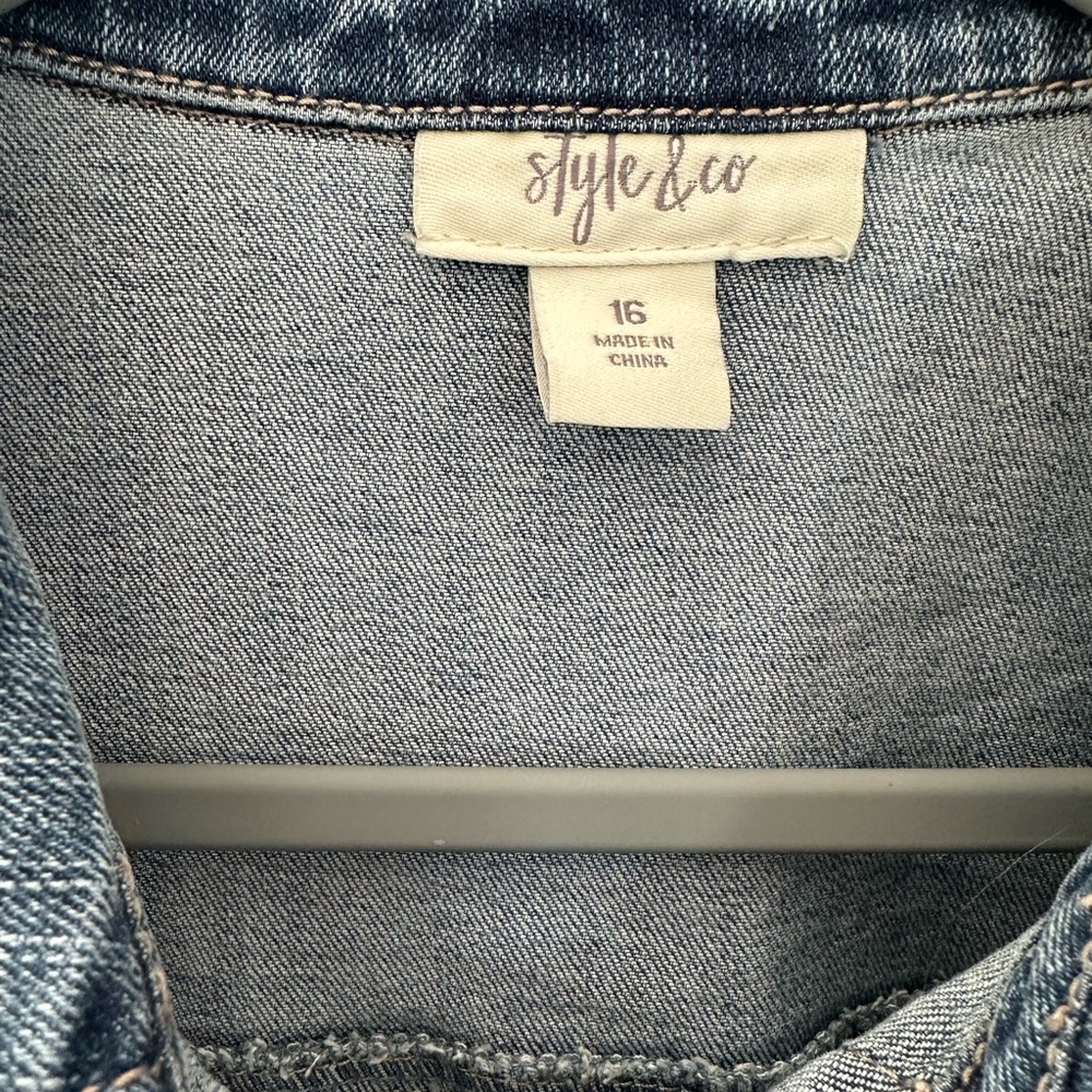 Style & Co Denim Jean dress fringed helm. Size 16. Never worn - Picture 2 of 6